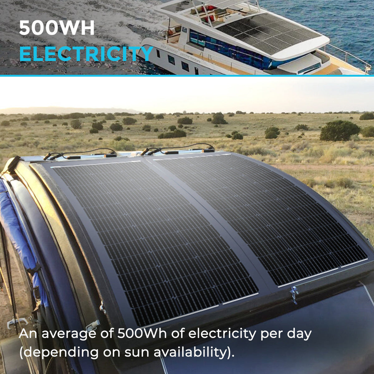 VOLTMAN | 100W Flexible Monocrystalline Solar Panel, Lightweight Black PV Module - VOLTMAN