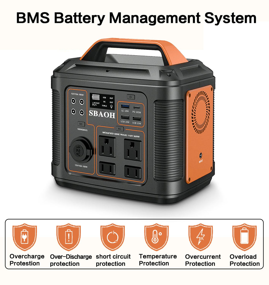 VOLTMAN | Portable Power Station P302,300W 296Wh Backup Lithium Battery,Solar Ge - VOLTMAN