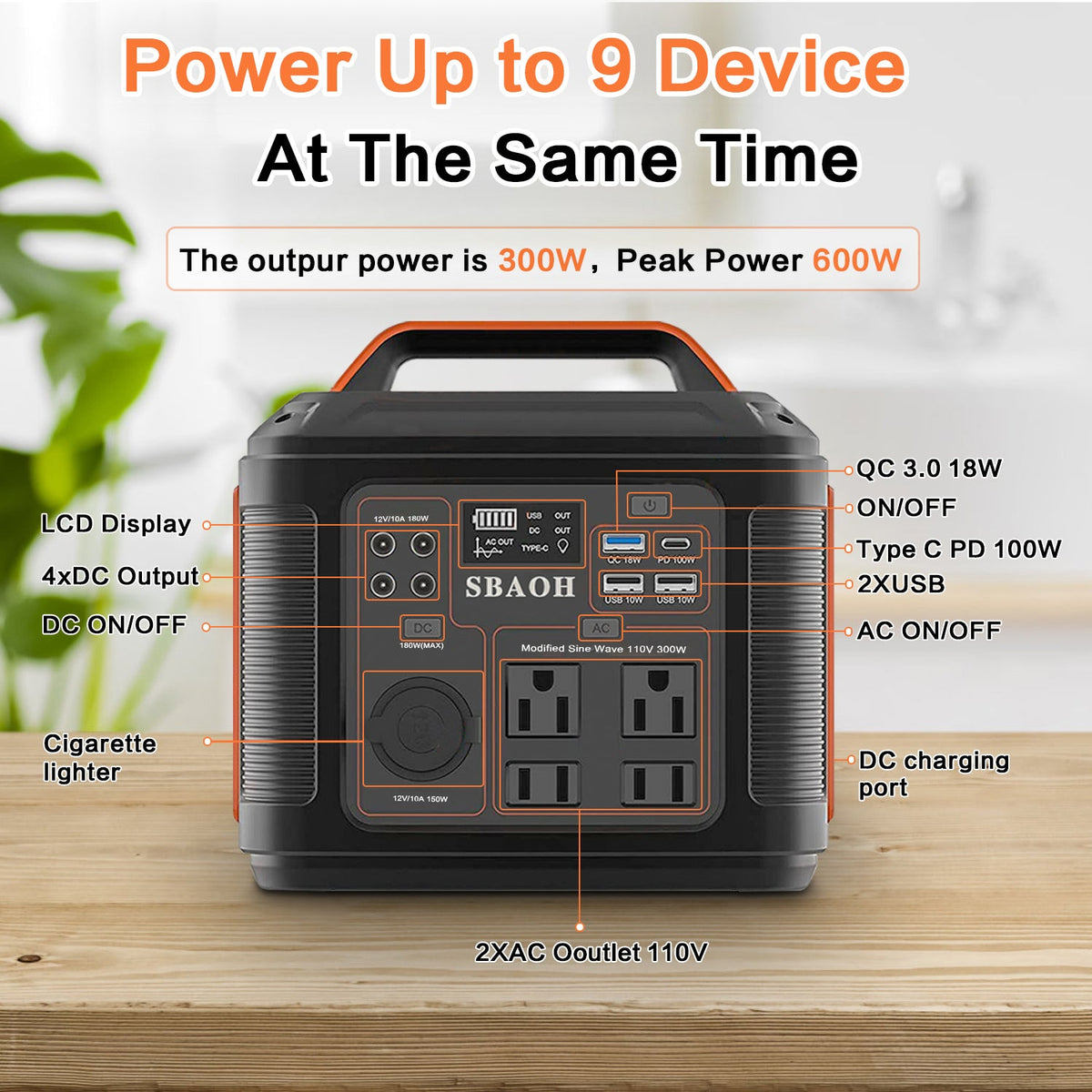 VOLTMAN | Portable Power Station P302,300W 296Wh Backup Lithium Battery,Solar Ge - VOLTMAN