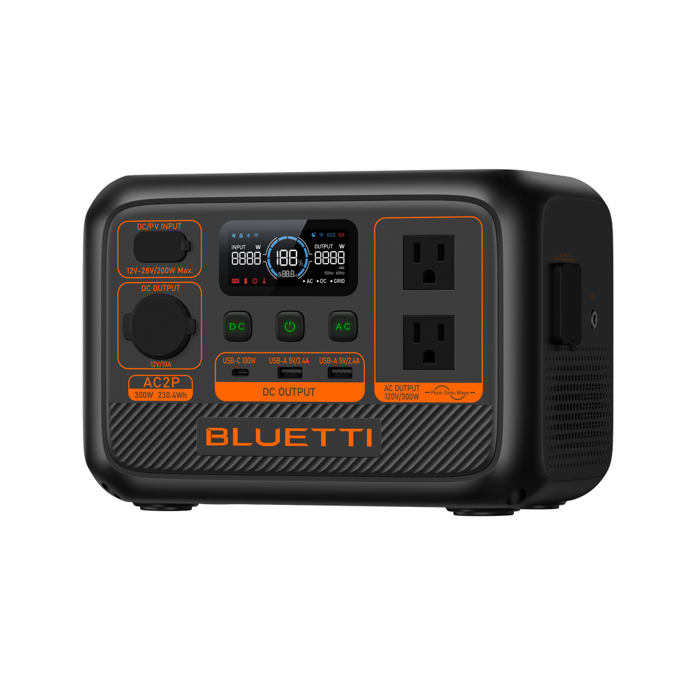 VOLTMAN | BLUETTI AC2P Portable Power Station 230.4Wh LiFePO4 300W Pure Sine Wav - VOLTMAN