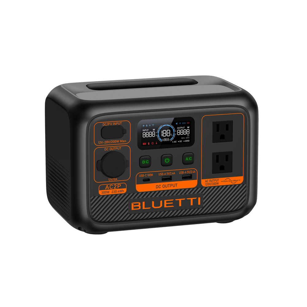 VOLTMAN | BLUETTI AC2P Portable Power Station 230.4Wh LiFePO4 300W Pure Sine Wav - VOLTMAN