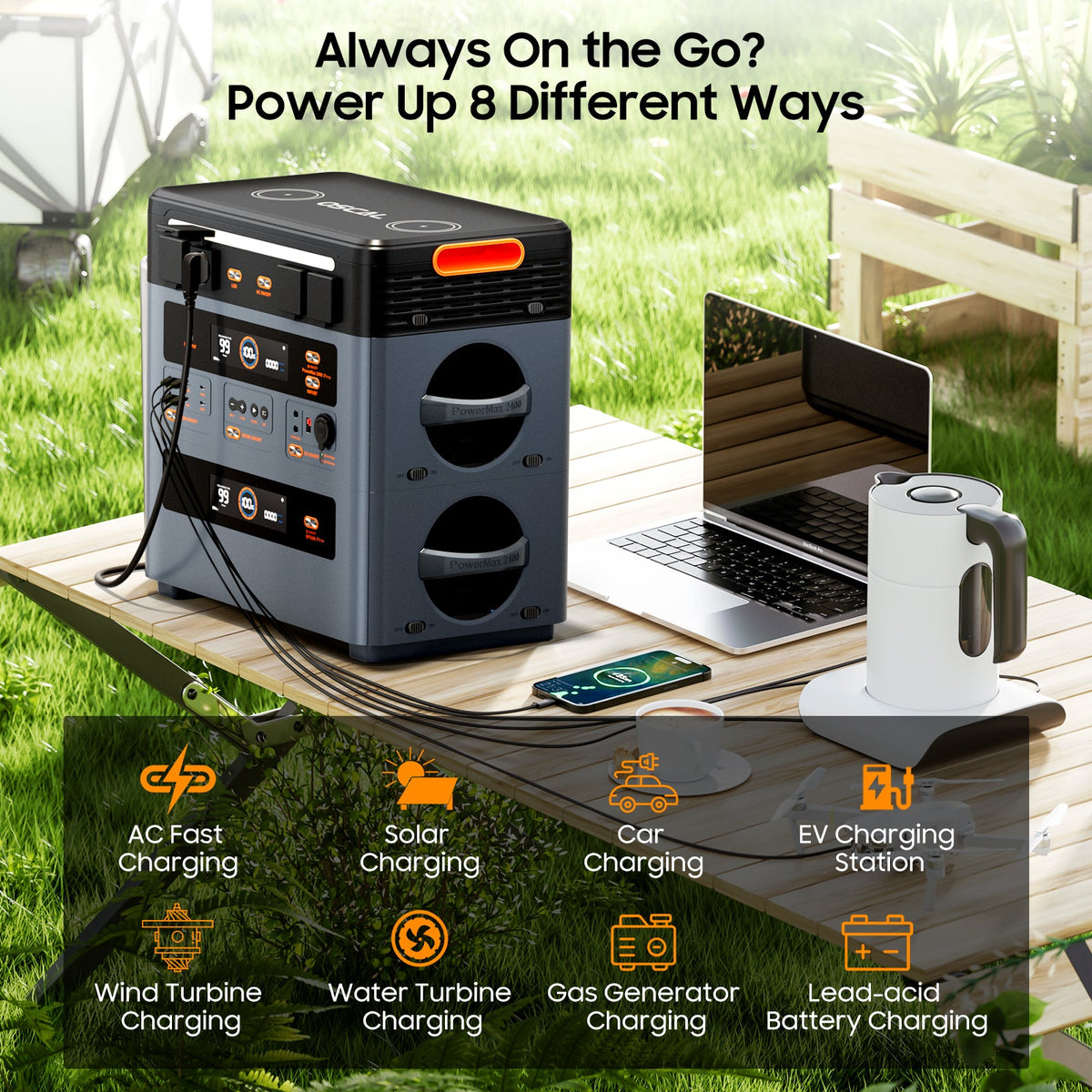 VOLTMAN | OSCAL PowerMax 1872Wh Portable Power Station with 2400W Output & Expan - VOLTMAN