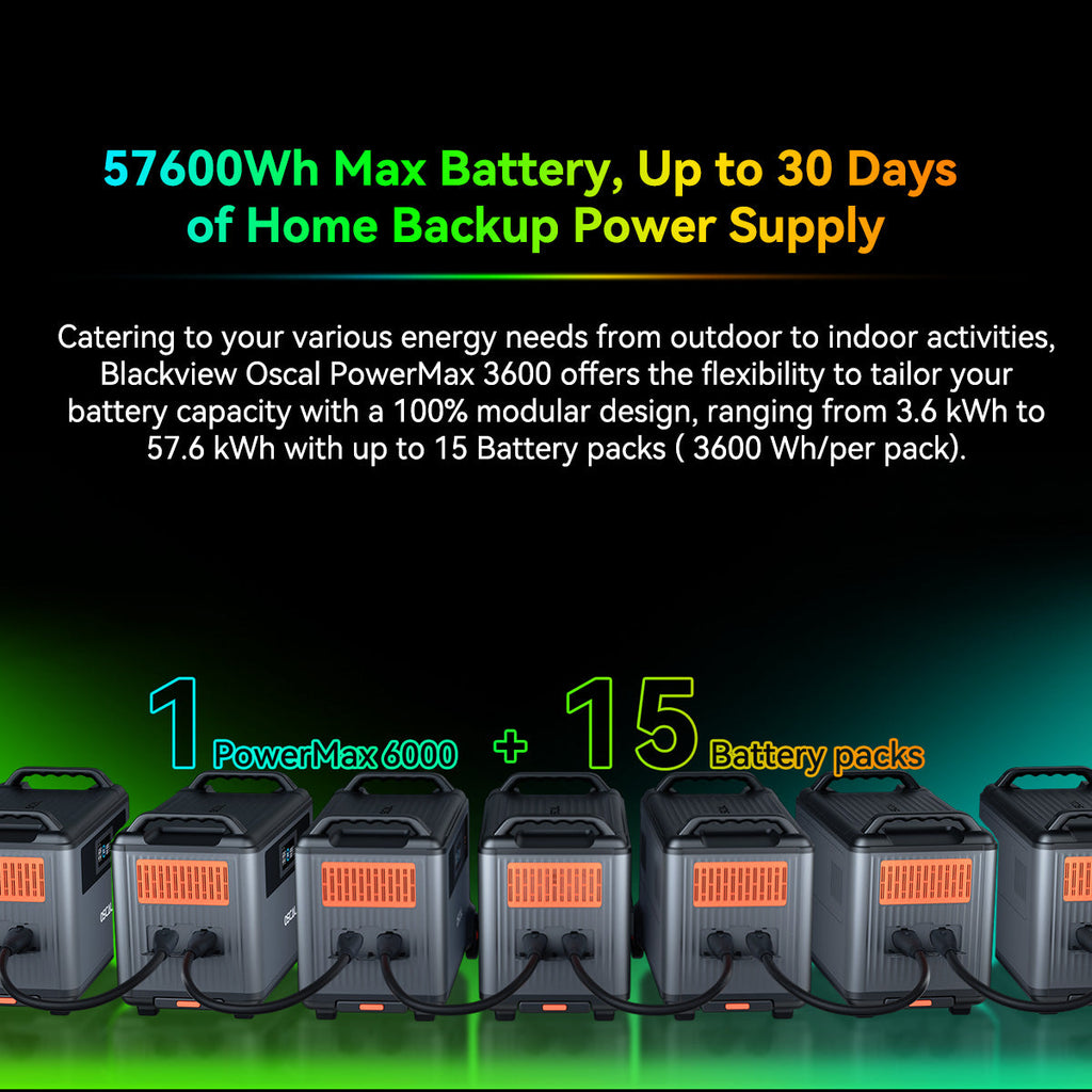 VOLTMAN | OSCAL PowerMax 6000 Expandable Portable Power Station 3600Wh LiFePO4 S - VOLTMAN