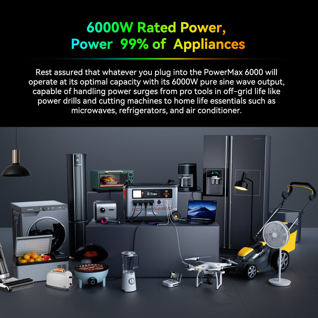 VOLTMAN | OSCAL PowerMax 6000 Expandable Portable Power Station 3600Wh LiFePO4 S - VOLTMAN