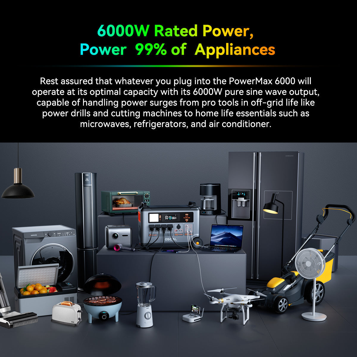 VOLTMAN | OSCAL PowerMax 6000 Expandable Portable Power Station 3600Wh LiFePO4 S - VOLTMAN