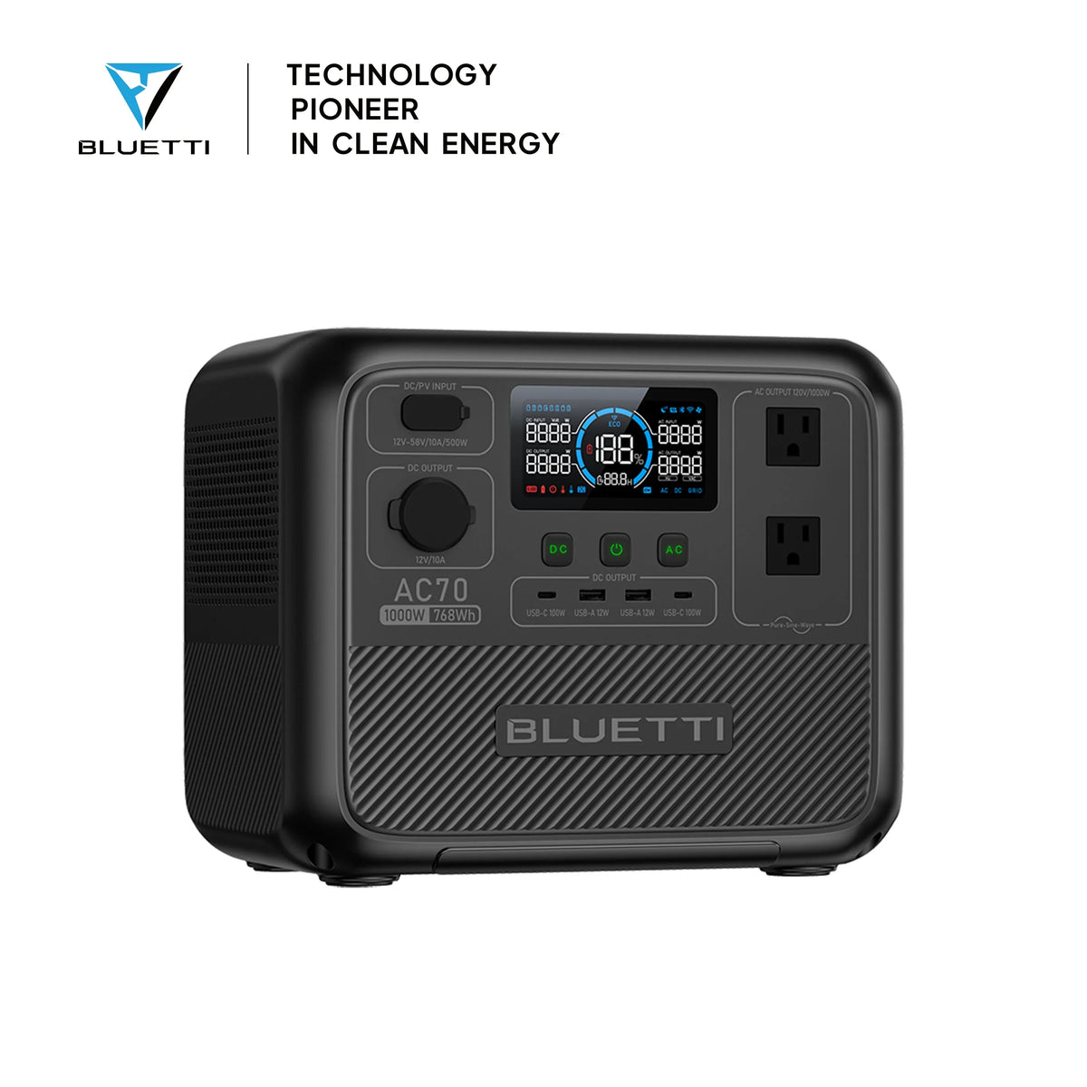 BLUETTI AC70 Portable Power Station | 1000W 768Wh, Generator for Road Trip, Off- - VOLTMAN