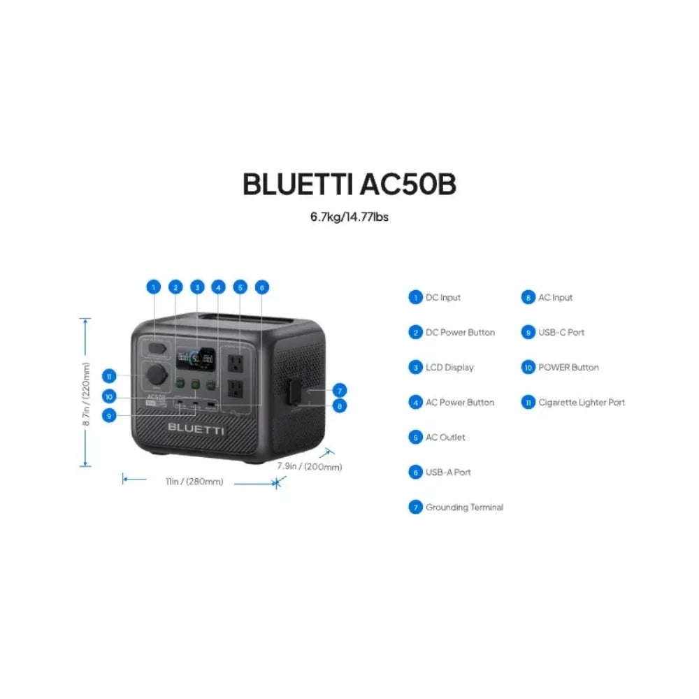 BLUETTI AC50B Portable Power Station | 700W 448Wh Compact Reliable Energy for Ou - VOLTMAN