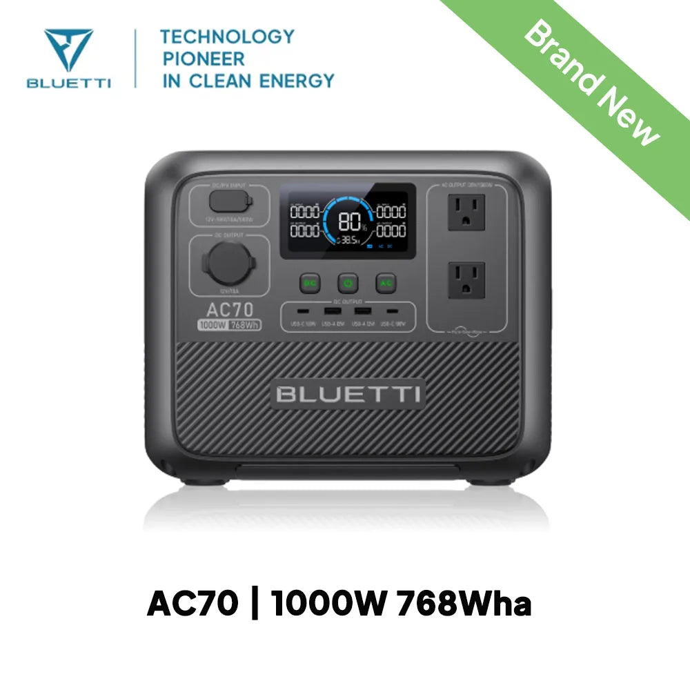 BLUETTI AC70 Portable Power Station | 1000W 768Wh, Generator for Road Trip, Off- - VOLTMAN
