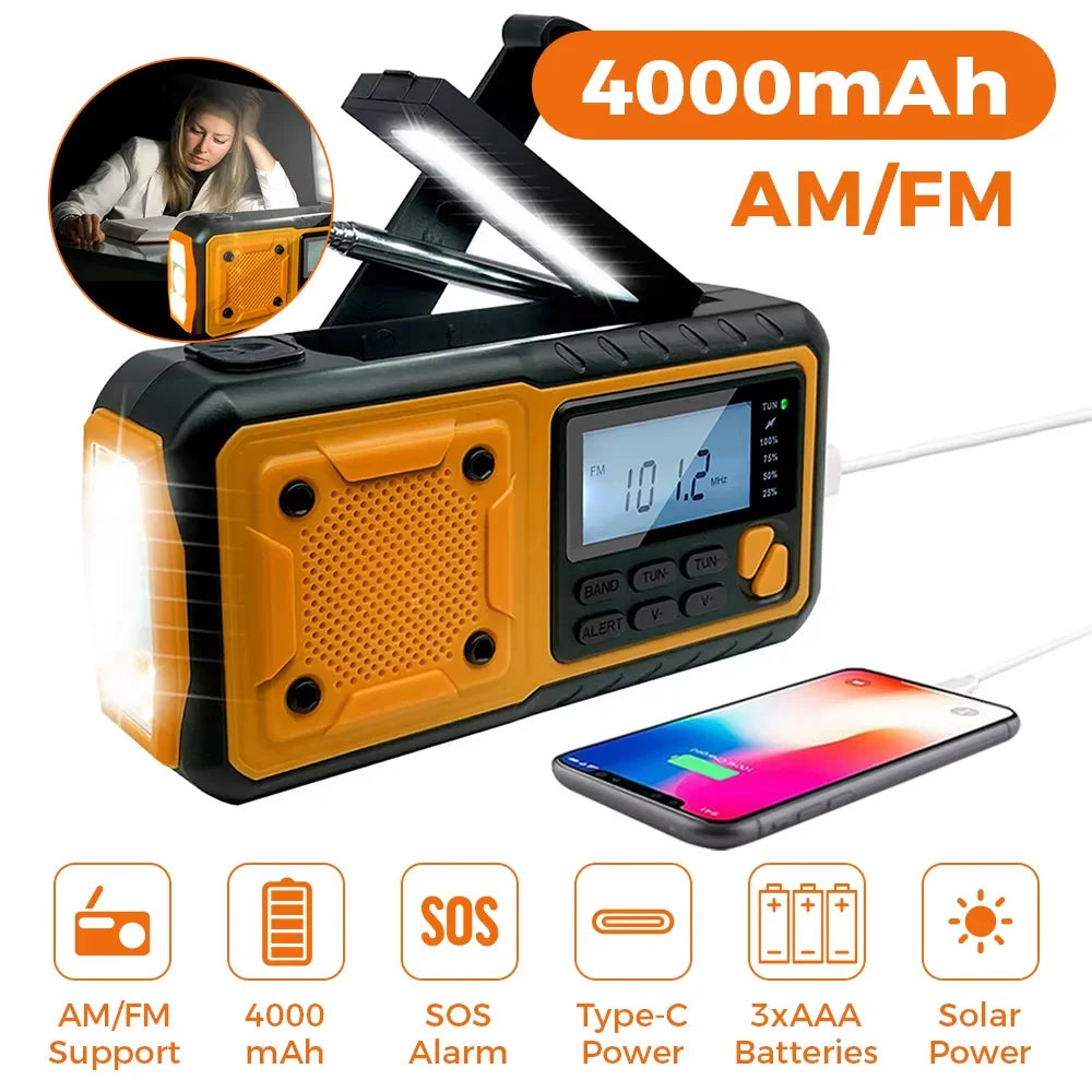 VOLTMAN | Portable Emergency Solar Power Radio Yellow - VOLTMAN