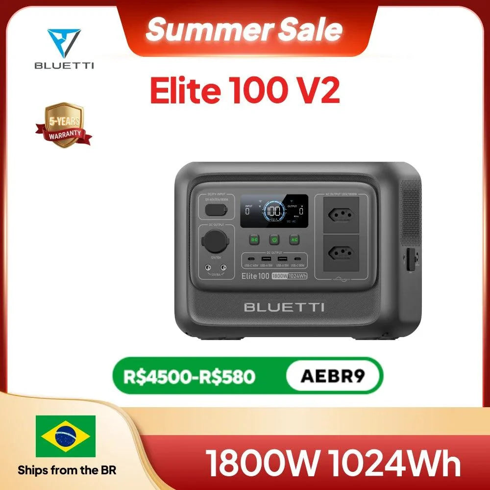 BLUETTI Elite 100 V2 Portable Power Station 1800W 1024Wh Outdoor Emergency Power - VOLTMAN