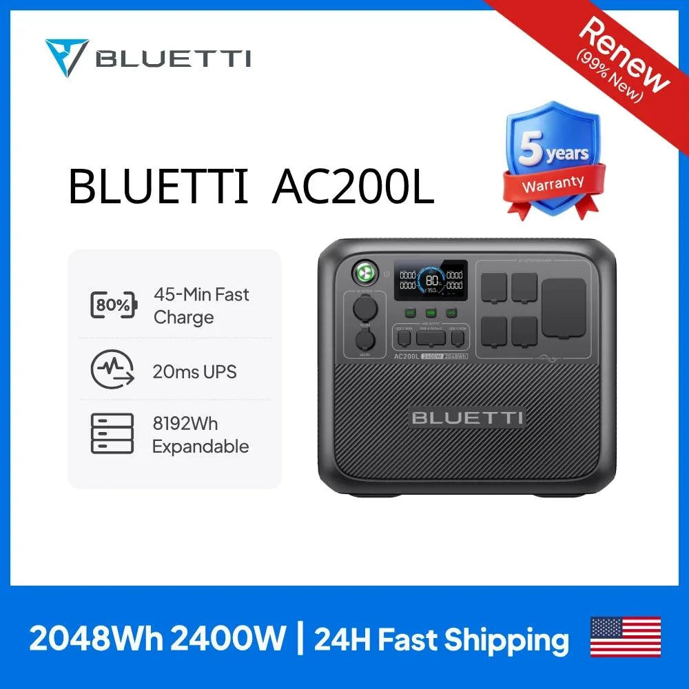 BLUETTI  (Renew)AC200L 2048Wh 2400W Portable Power Station Solar Generator High- - VOLTMAN