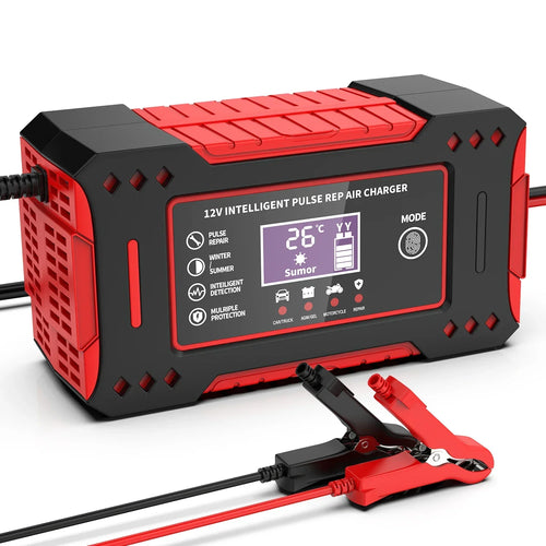 6A 12V Smart Car Battery Charger Lead-Acid Battery Red - VOLTMAN