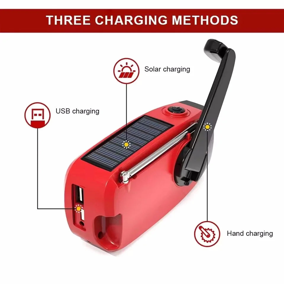 VOLTMAN | Solar Emergency Radio Power Bank Red - VOLTMAN