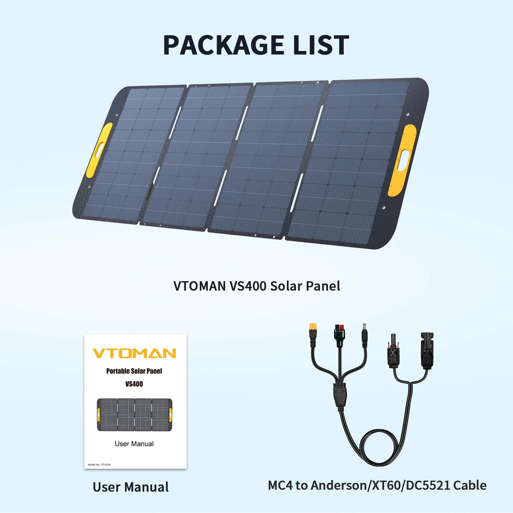 VTOMAN VS400 400W Foldable Solar Panel Portable Solar Charger for FlashSpeed 150 - VOLTMAN