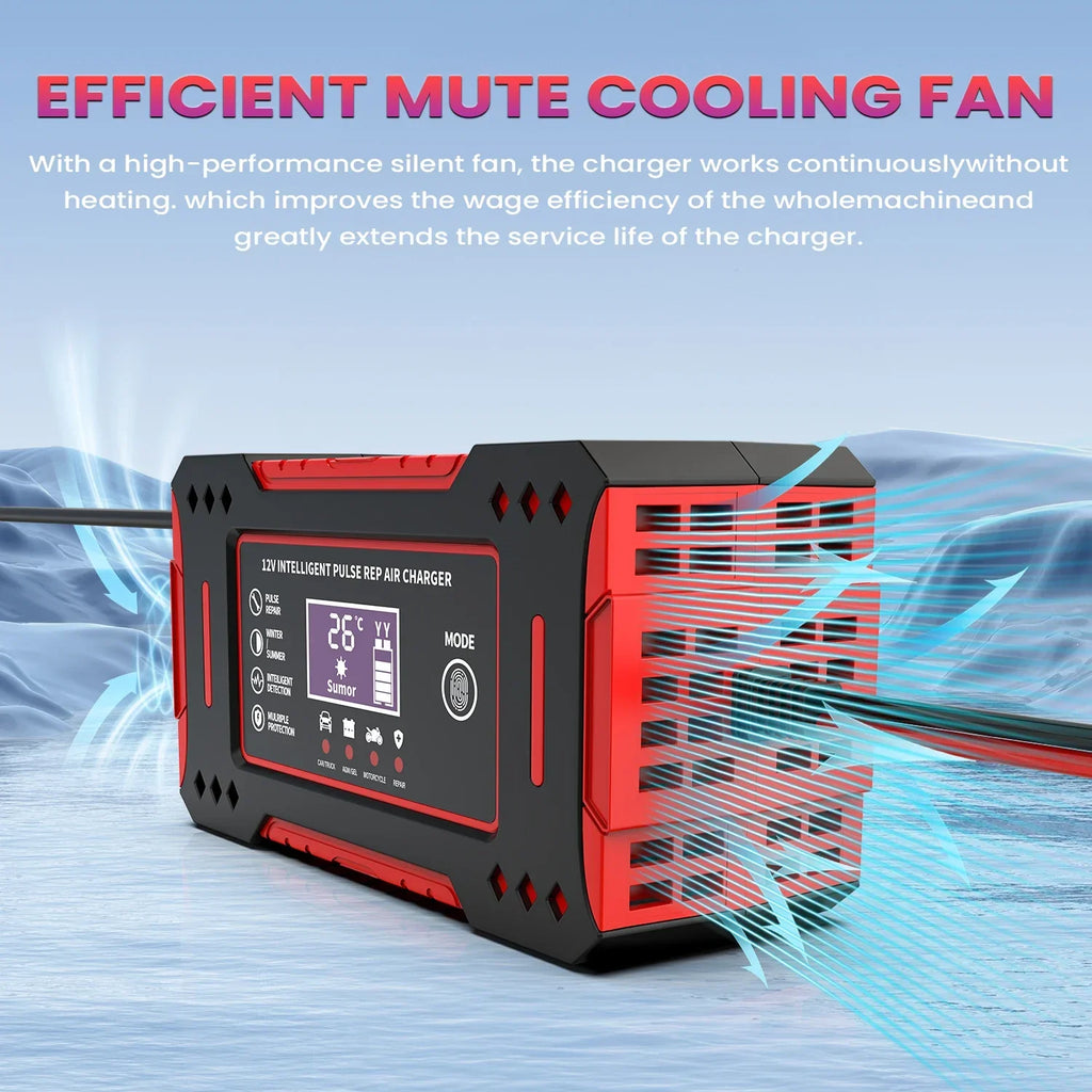 6A 12V Smart Car Battery Charger Lead-Acid Battery Red - VOLTMAN
