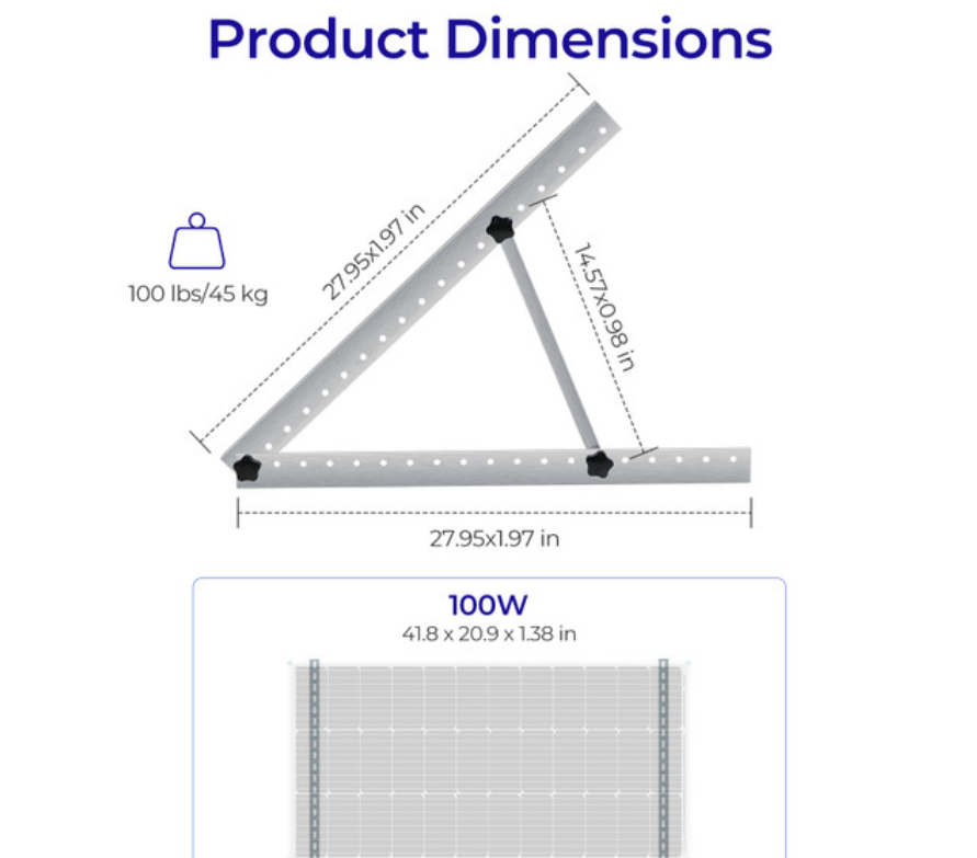 VOLTMAN | Renogy Single Side 27.4" Adjustable Pole Mount Support for 80W & 100W  - VOLTMAN