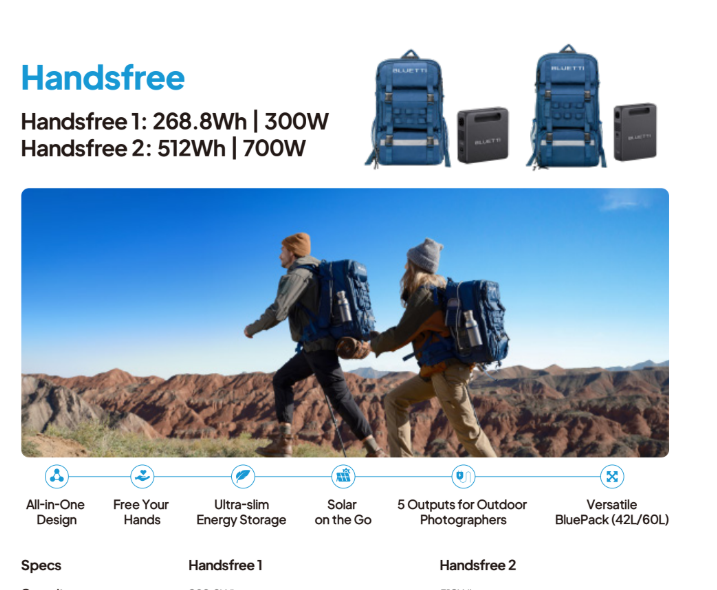 VOLTMAN | BLUETTI Handsfree 1 300W Portable Power Station with 42L Backpack & 26 - VOLTMAN