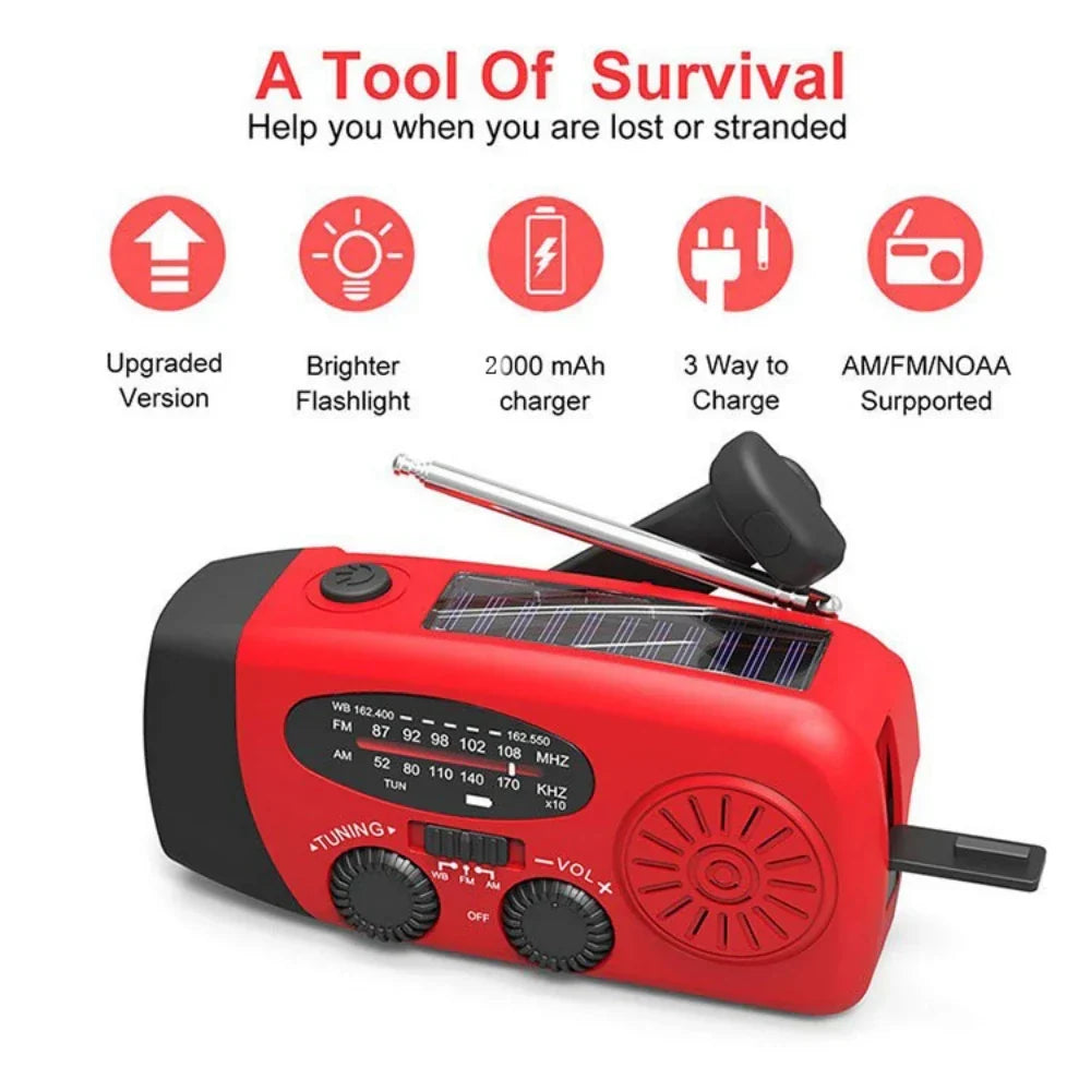VOLTMAN | Solar Emergency Radio Power Bank Red - VOLTMAN