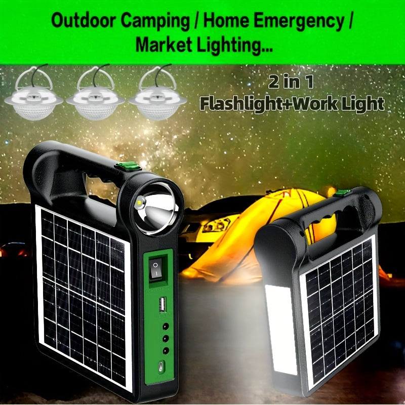 VOLTMAN | 6000mAh Portable Solar Generator Kit with LED Lights - VOLTMAN