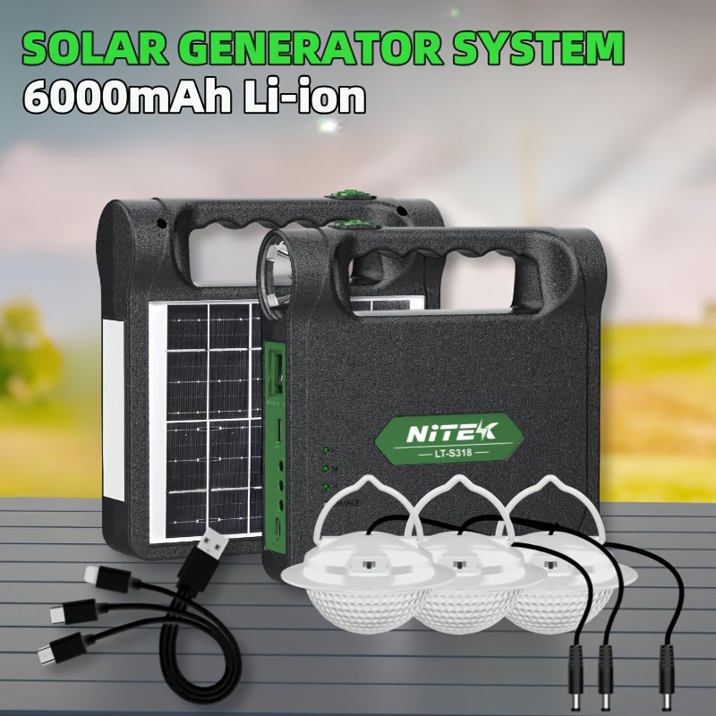 VOLTMAN | 6000mAh Portable Solar Generator Kit with LED Lights - VOLTMAN